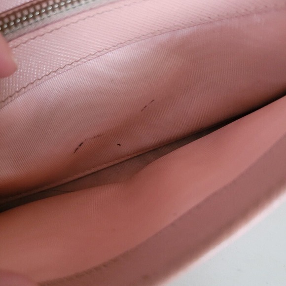 PRADA Saffiano Fiocco Orchidea Wallet Clutch Large Light Pink Envelope Bow Fair - Picture 9 of 15